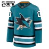 Barn Ishockey San Jose Sharks tröja med eget tryck Fanatics Premium 2024-25 Teal Hemma